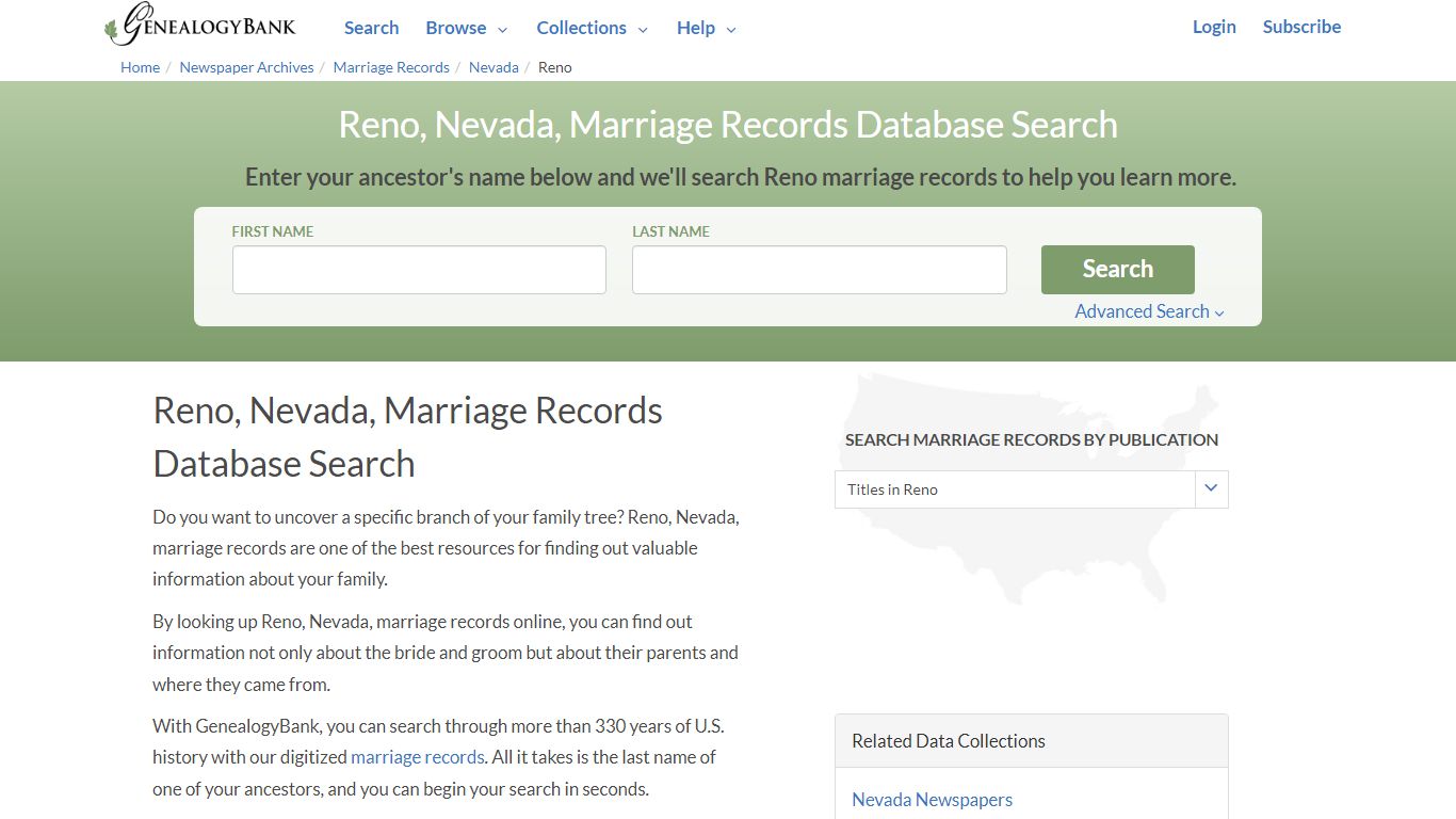 Reno, Nevada, Marriage Records Online Search