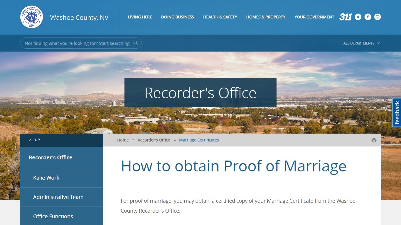 How to obtain Proof of Marriage - Washoe County