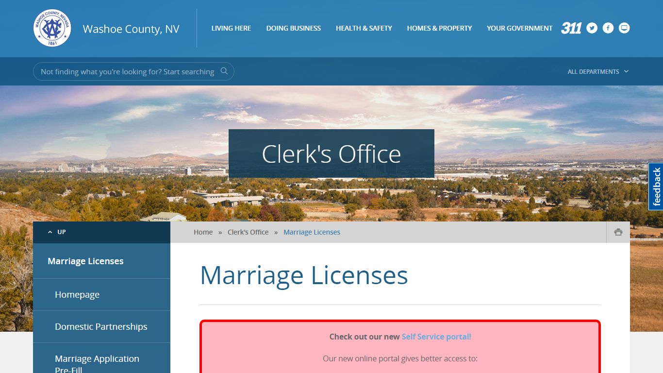 Marriage Licenses - Washoe County